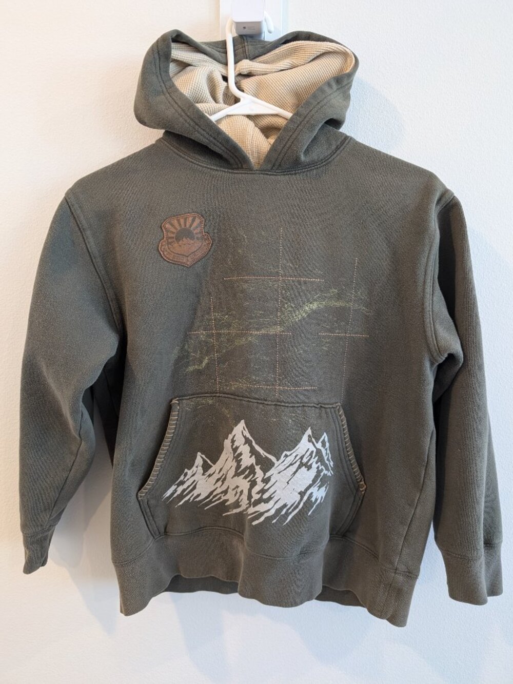 Vintage 90's Forest Green Thermal Lined Hoodie - Size Large